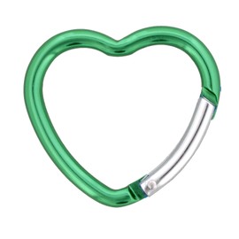Daio Seisakusho Carabiner Heart Shape 4 x 40H Key Holder, Aluminum, Camping, Fishing, Clear Pouch, 1.6 inches (4 cm), Set of 3, Purple, Green, Silver Set