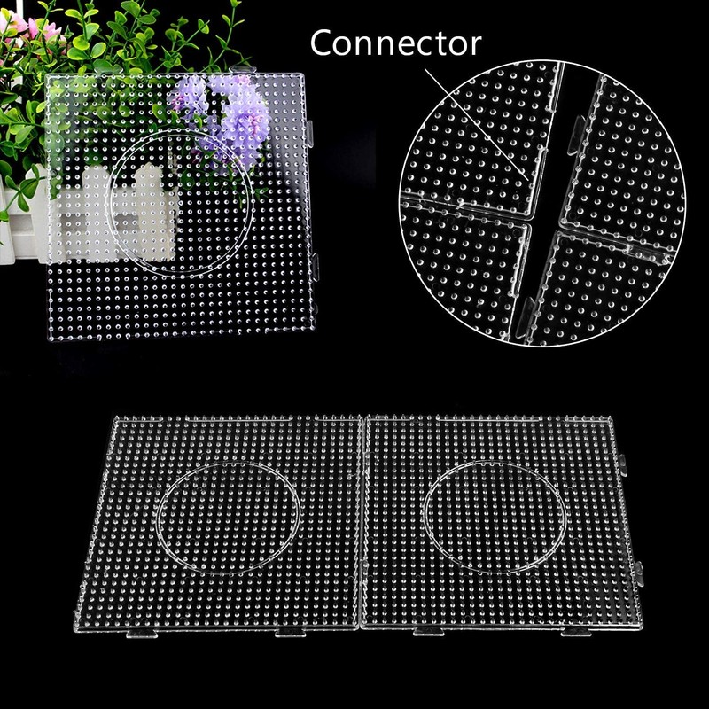 AUGSUN 9pcs 5mm Large Square Fuse Beads Pegboards Plastic Beads