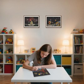 10-Page Scratch Art Book for Adults & Teens: Cityscape Engraving Kit with Travel Landmarks | Stress Relief, Mindfulness & Home Décor Craft Activity | Creative Gift for Artists (Rainbow City Series B)