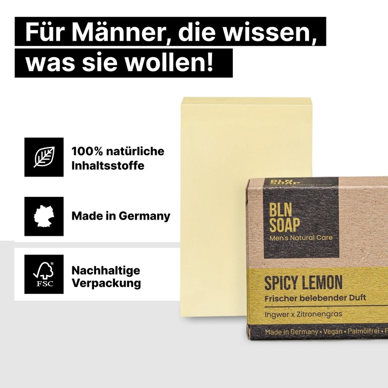 BLN SOAP Spicy Lemon - Lemongrass & Ginger Men's Soap: