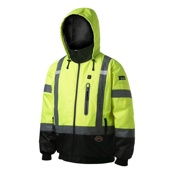 Pioneer Hi-Vis Waterproof Heated Safety Bomber Jacket - Class 3