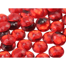 KraftGenius Allstarco 11mm Flat Back Round Acrylic Rhinestones Plastic Gems for Jewelry Making Costume Jewels Cosplay Embelishments - 75 Pieces (Red Ruby A05)