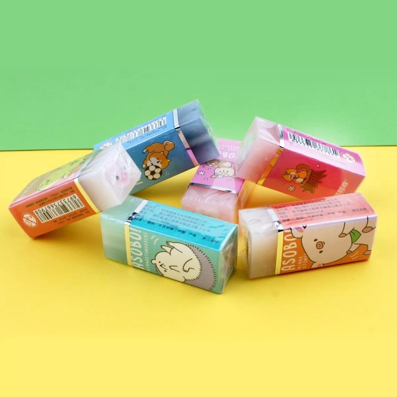 Pensoul Kit 6pz Goma Borrador Transparente Animalito Kawaii Premium