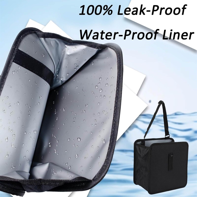 KAQISI Foldable Car Trash Can, Hanging Waterproof Leakproof Trash Can