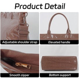 GISMTR Large PVC Tote Bag for Women Letters Print Handbags Kraft Paper Shoulder Bag for Work Travel