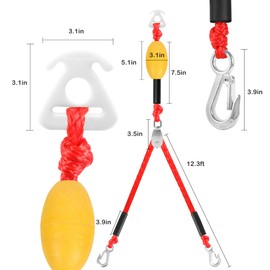 Self Centering Tow Harness for Watersports with Foat Ball, Heavy Duty Boat Tow Harness with 2 Permanent Antirust Stainless Steel Rider