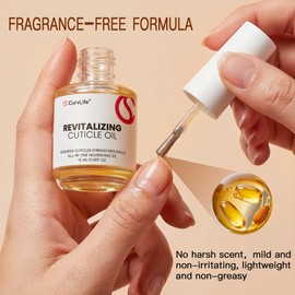 CurvLife Cuticle Oil, Lightweight Non-Greasy Nail Cuticle Treatment with Curved Brush, Moisturizing Repair Oil for Dry Cracked Cuticles, Odorless Nourishing Nail Care for Manicure & Daily Use