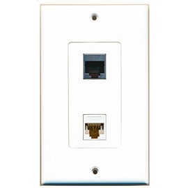 RiteAV 1 Port Cat6 Ethernet White 1 Port RJ45 Shielded Wall Plate OVERSIZED Jumbo MIDI