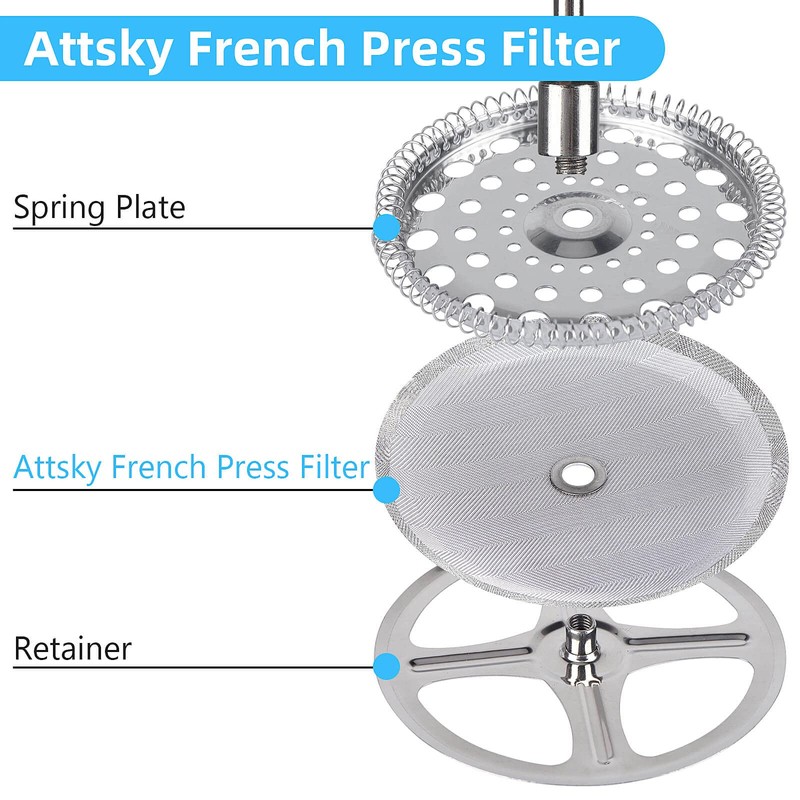 4 Pieces Attsky French Press Filter, 4 Inch Stainless Steel