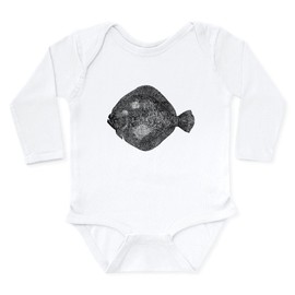 CafePress Vintage Flounder Fish Fishes Black White Body Suit Unisex Long Sleeve Baby Bodysuit Infant Romper