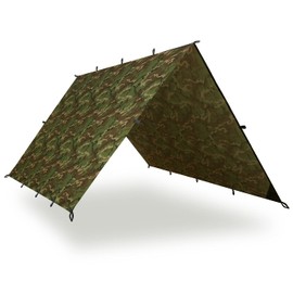 AquaQuest Safari Camping Tarp - Lightweight Durable Rain Fly - Waterproof Camping Essentials for Hiking, Backpacking & Hammock, 10 x 7 ft, Woodland Camo