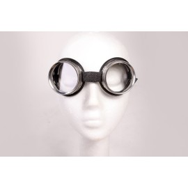 Steampunk Metal Goggles - Clear Glass Lens with Aluminum Metal and Rubber Lining