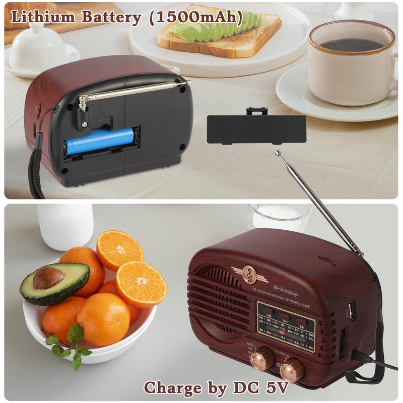 M-Amazup Radios Portable AM FM SW, Retro Radio with Speaker,