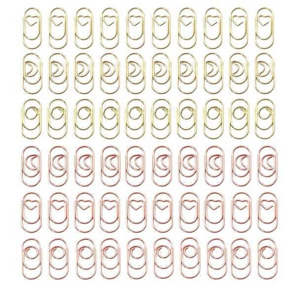 Getrays 60pcs Small Paper Clips, 2cm Cute Shape Heart Moon