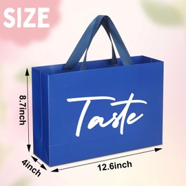 Kolldenn 5 Senses Gift Bags for Him Her with Ribbon Handles Sight Smell Touch Taste Sound Paper Gift Bags for Wedding Anniversary Party Mothers Day(Blue)
