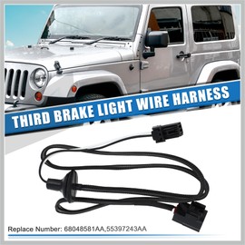 RATCHROLL Third Brake Light Wire Harness for Jeep Wrangler JK 2/4 Door 18AWG 3rd Center High Mounted Stop Lamp Harness Extension No.68048581AA/55397217AC/55397217AJ Replacement Car Parts