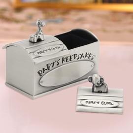 Baby First Tooth Fairy and Curl Keepsake Box, Cute Kids Metallic Fairy Teeth Box Silver First Tooth and First Curl Boxes Baby Teeth Container Treasure Chest Box for Kids Shower Birthday(Sliver)