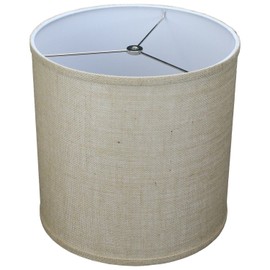 FenchelShades.com 12" Top Diameter x 12" Bottom Diameter 12" Height Cylinder Drum Lampshade USA Made (Burlap Natural)