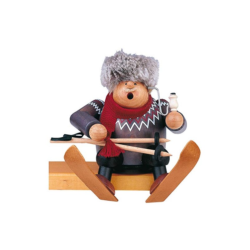 KWO "Skier Smoking Man Figurine, Multi-Colour, 17 cm