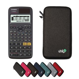 CALCUSO economy pack: Casio FX 87 DE X ClassWiz Technical Scientific Calculator + WYNGS Protective Case Dark Grey