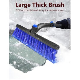 Auccutro 44'' Snow Brush Ice Scraper for Car Windshield Window, Extendable Snow Removal Tool Car Brush with Comfortable Foam Grip and Sturdy Aluminum Handle for Car, Truck, SUV Essentials Accessories