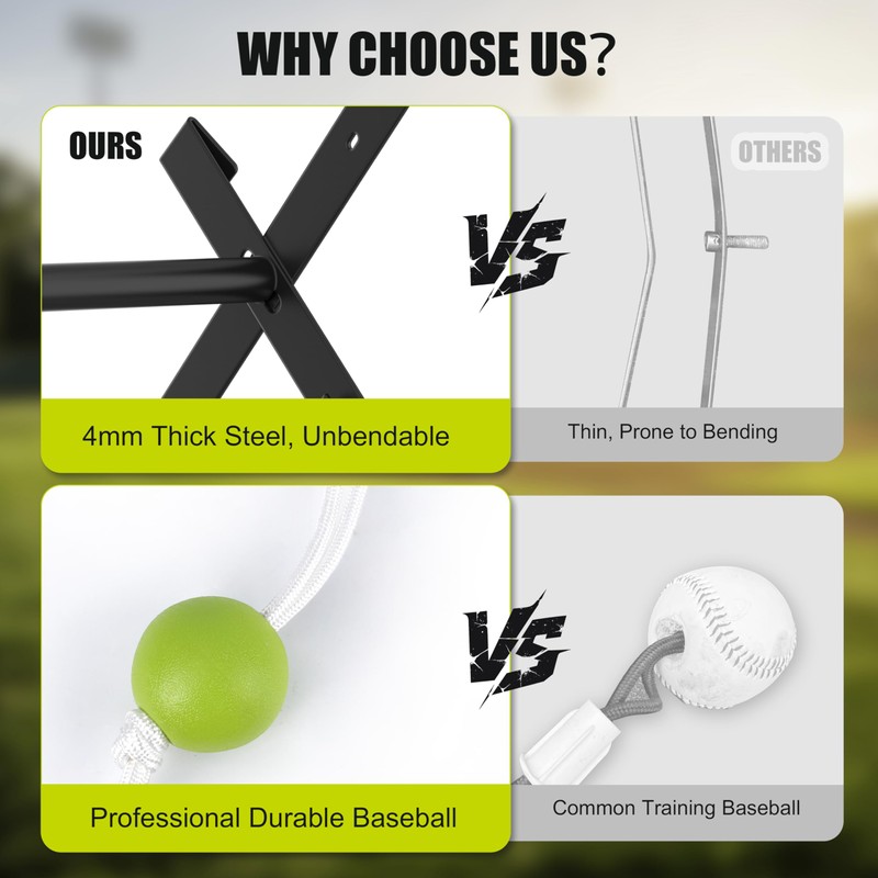 Hikeen Portable Baseball Swing Trainer with Auto Reset Tethered Ball