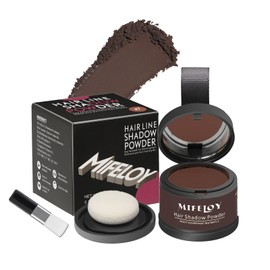 Mifeloy Root Touch Up Powder, Instantly Gray Hair Cover Up, Women Color Root Coverage Shadow Powder for Thinning Grey Hairline, Men Roots Concealer for Hair Loss Beard Line Eyebrow, Red Brown