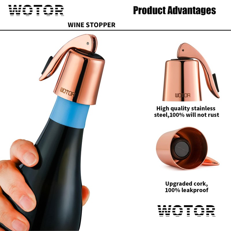 WOTOR Wine Stoppers Stainless Steel Wine Bottle stopper Plug with