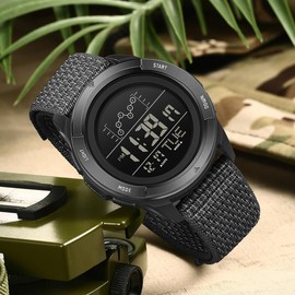 findtime Military Watches for Men Tactical Digital Sport Watch Waterproof Army Outdoor Nylon Strap Electronic Mens Watch LED Luminous Alarm Stopwatch Relojes para Hombres