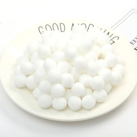 Anevous Pack of 48 Pompoms for Crafts, 4 cm Faux Fur Pompoms Balls, Decorative Pom Poms, Plush Balls Accessories for Hats, Decorating, Sewing, DIY, Creative Crafts, Easter, Christmas, White