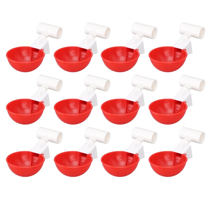 12 Sets Chicken Watering Cup with Tee Connector Automatic Feeding