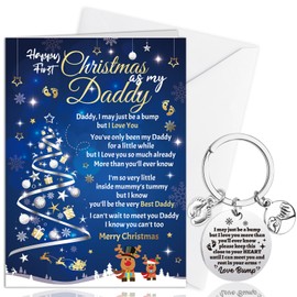 HOWAF Baby First Christmas Card for Daddy, Happy First Christmas as My Daddy Baby's First Christmas Card Baby First Christmas Keyring First Christmas as Daddy Christmas Gifts from Bump for Daddy
