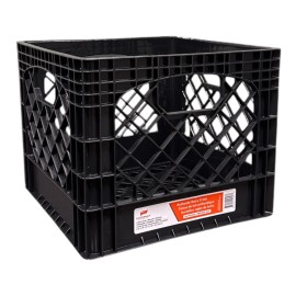 Juggernaut Storage 16QT Heavy-Duty Plastic Square Milk Crate Black
