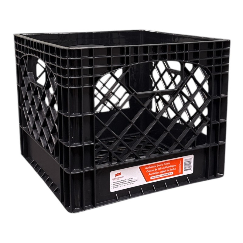 Juggernaut Storage 16QT Heavy-Duty Plastic Square Milk Crate Black