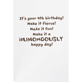 Greeting Card Happy 4th Birthday with Brachiosaurus Dinosaur - Make it Fierce / Make it Fun - Four Years Old