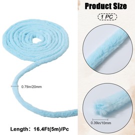 GORGECRAFT 5m Blue Plush Band Padded Velvet Ribbon Faux Rabbit Fur Cute Applique for Hat Sewing Supply Patches Hair Clip Decors Clothes Repair Decorative Sewing Patches for Costume Dress