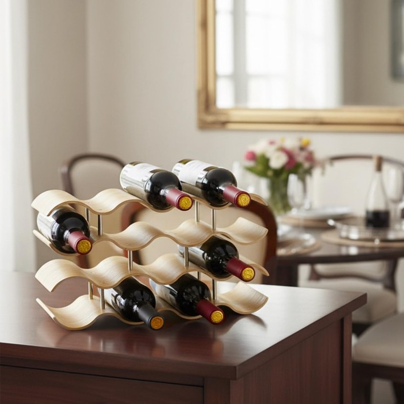 Daimix 4-Tier Wine Rack Countertop, 14 Bottles Wooden Wine Holder