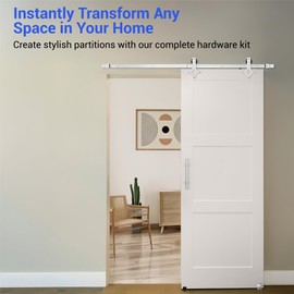 Fortstrong Heavy Duty Barn Door Hardware Kit - Set Up for Sliding Doors - Durable Single or Double Barndoor Assembly Kits with Track Rails and Rollers - Black Finish