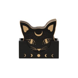 Something Different - Mystic Mog - Gothic Cat Set of 4 Mystical Cat Black Cat Coaster Set