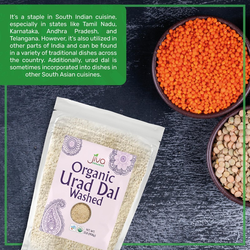 Jiva USDA Organics Urad Dal (Split Matpe Beans) 2 Pound