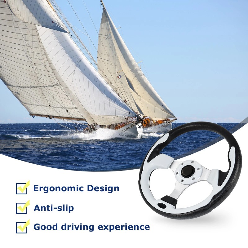 KTERCT Black & White Marine Boat Steering Wheel Keyway 3