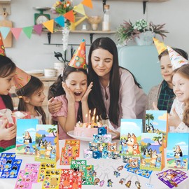 Children's Birthday Party Bag Set Blue-y 70 Pieces Party Gifts Party Favour Toy Snap Bracelet Badge Gift Bags Stickers Easter Gifts Goodie Bag Fillers for Girls Boys