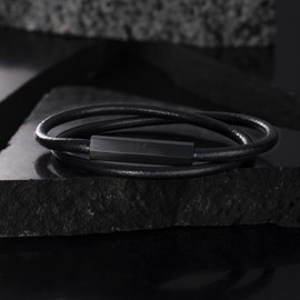 MVMT Leather Wrap 28200029 Men's Bracelet Black, Leather, No Gemstone