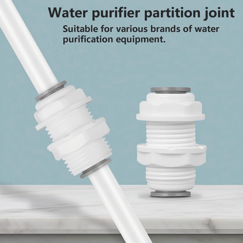Qrity 1 Set Bulkhead Fitting, Water Filter Fitting, 1/4 Inch