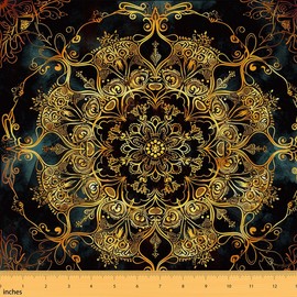 Feelyou Bohemian Fabric by The Yard 5 Yards Modern Ethnic Floral Decorative Waterproof Outdoor Fabric Exotic Style Upholstery Fabric for Chairs Luxury European Pattern DIY Reupholstery Fabric