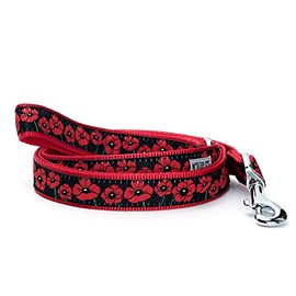 The Worthy Dog Poppies Dog Leash, Comfortable Nylon Webbing, Leashes for Walking, Durable Lead, Black - Small