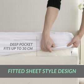 T-H Polycotton Quilted Mattress Protector - 30cm Extra Deep Fitted Mattress Cover Bed Sheet - Anti Allergy Ultra-Soft Mattress Pad (King), White (THREADHUB-QMP-103)