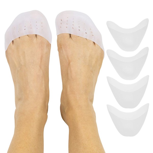 Vivesole Toe Pouches [2 Pairs] - Silicone Gel Sock Pads - Topper Cover Protector Sleeve - Men, Women Big Toe Protection Cushion for Ball of Foot, Metatarsal, Ballet Pointe Cap, Morton's Neuroma