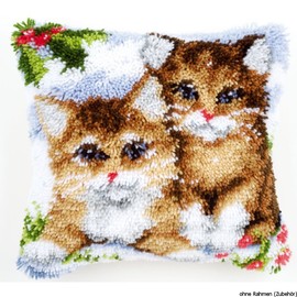 Vervaco Snow Cats Latch Hook Cushion, Multi-Colour