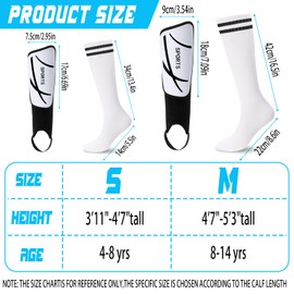 VercanMonth Soccer Shin Guards and Socks for Kids Youth 4-14, Lightweight Adjustable Strap Soccer Shin Pads with Ankle Protection Protective Football Equipment for Boys Girls Teens (White,Medium)